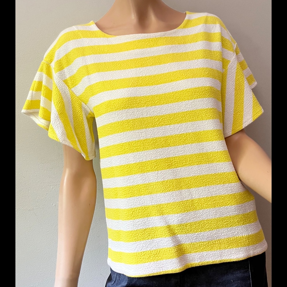 Anthropologie Postmark Ellie yellow and white striped top XS